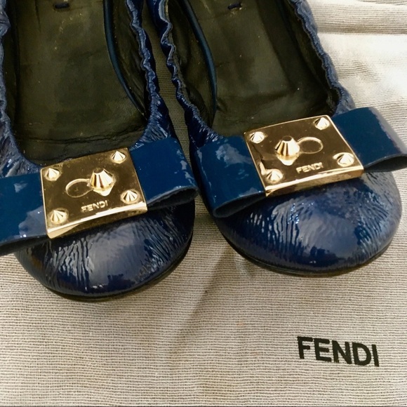 FENDI Patent Flats in Indigo Blue - Size 6.5 - Picture 4 of 6